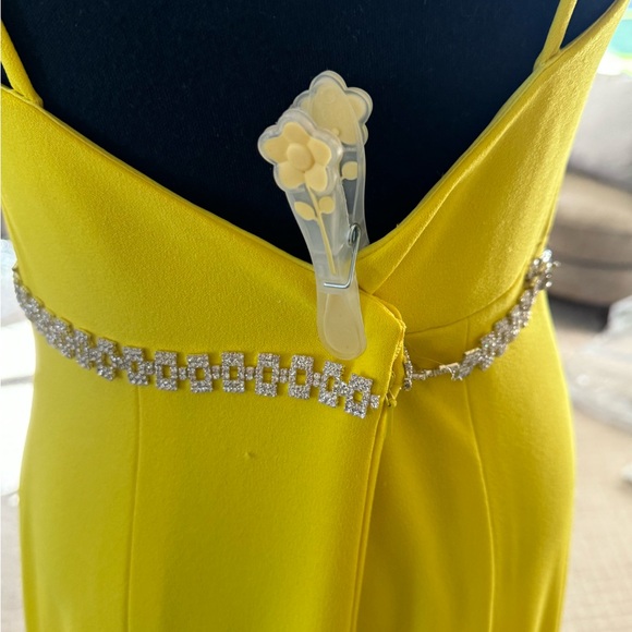 JVN BY JOVANI dress yellow jersey knit rhinestones size 8 pageant prom with tags - Picture 9 of 16